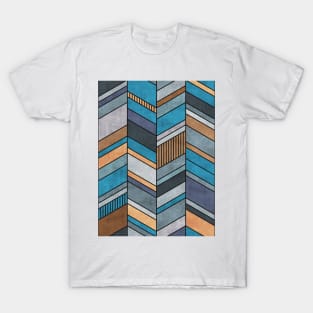 Colorful Concrete Chevron Pattern - Blue, Grey, Brown T-Shirt